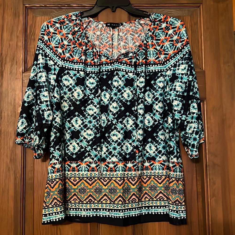 N touch blue tie dye blouse size petite XL
